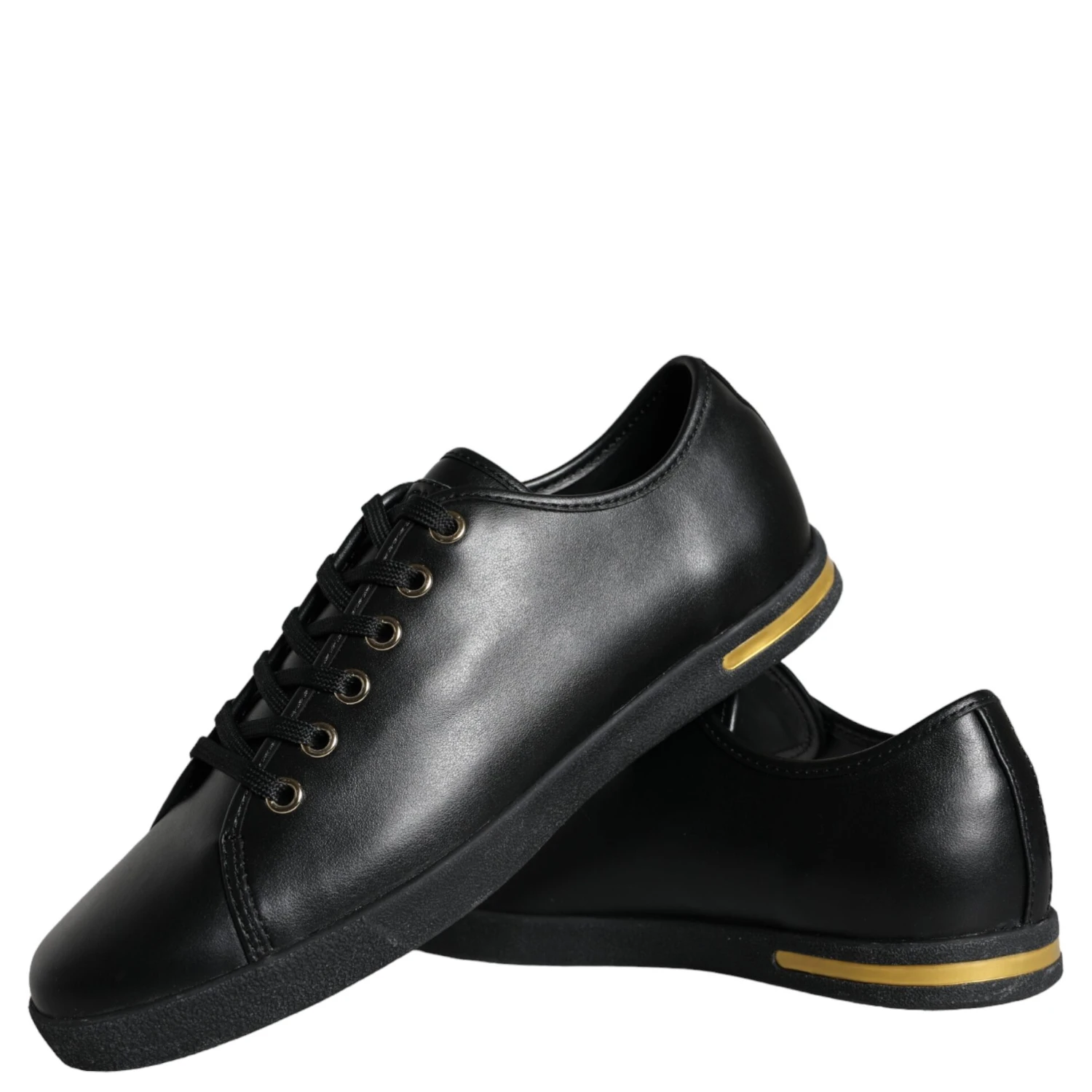 Black Gold Leather Classic Sneakers Shoes