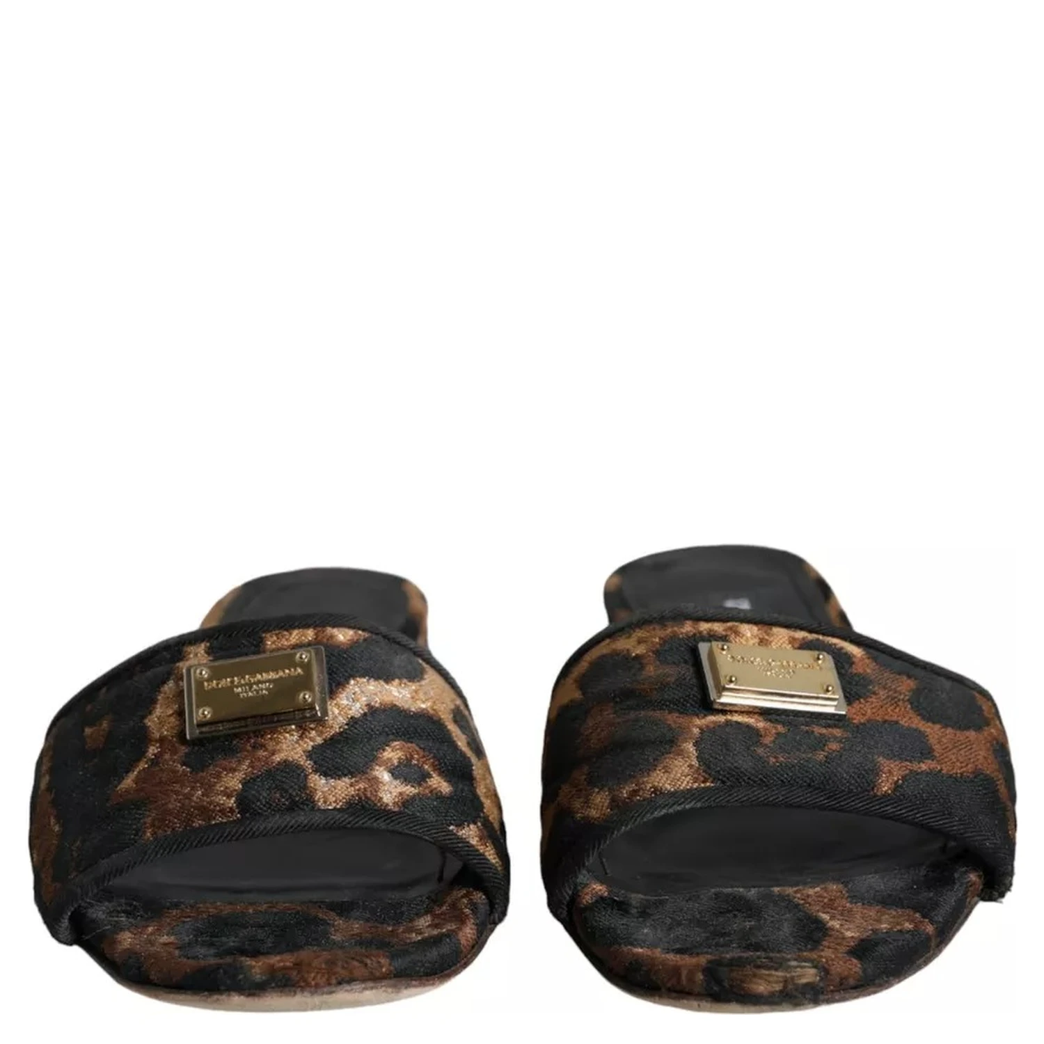 Brown Leopard Logo Slides Flats Sandals Shoes