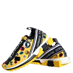 Yellow Sorrento Crystals Sneakers Womens Shoes