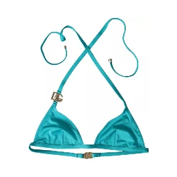 Blue Green Halter DG Logo Swimwear Beachwear Bikini Top