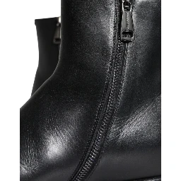 Black Calf Leather Men Ankle Boots Men Shoes