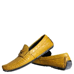 Yellow Leather Slip Mocassin Loafers Shoes