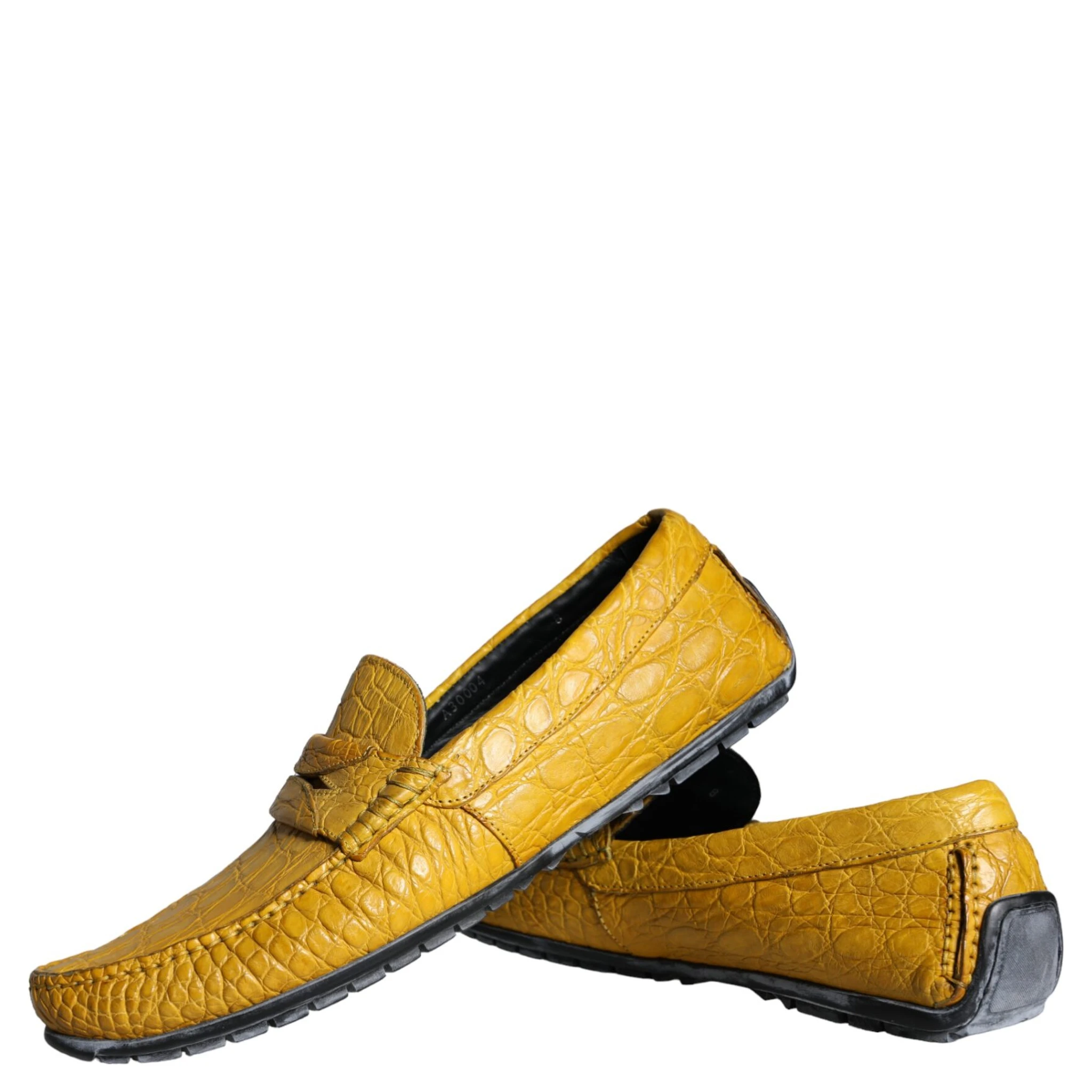 Yellow Leather Slip Mocassin Loafers Shoes