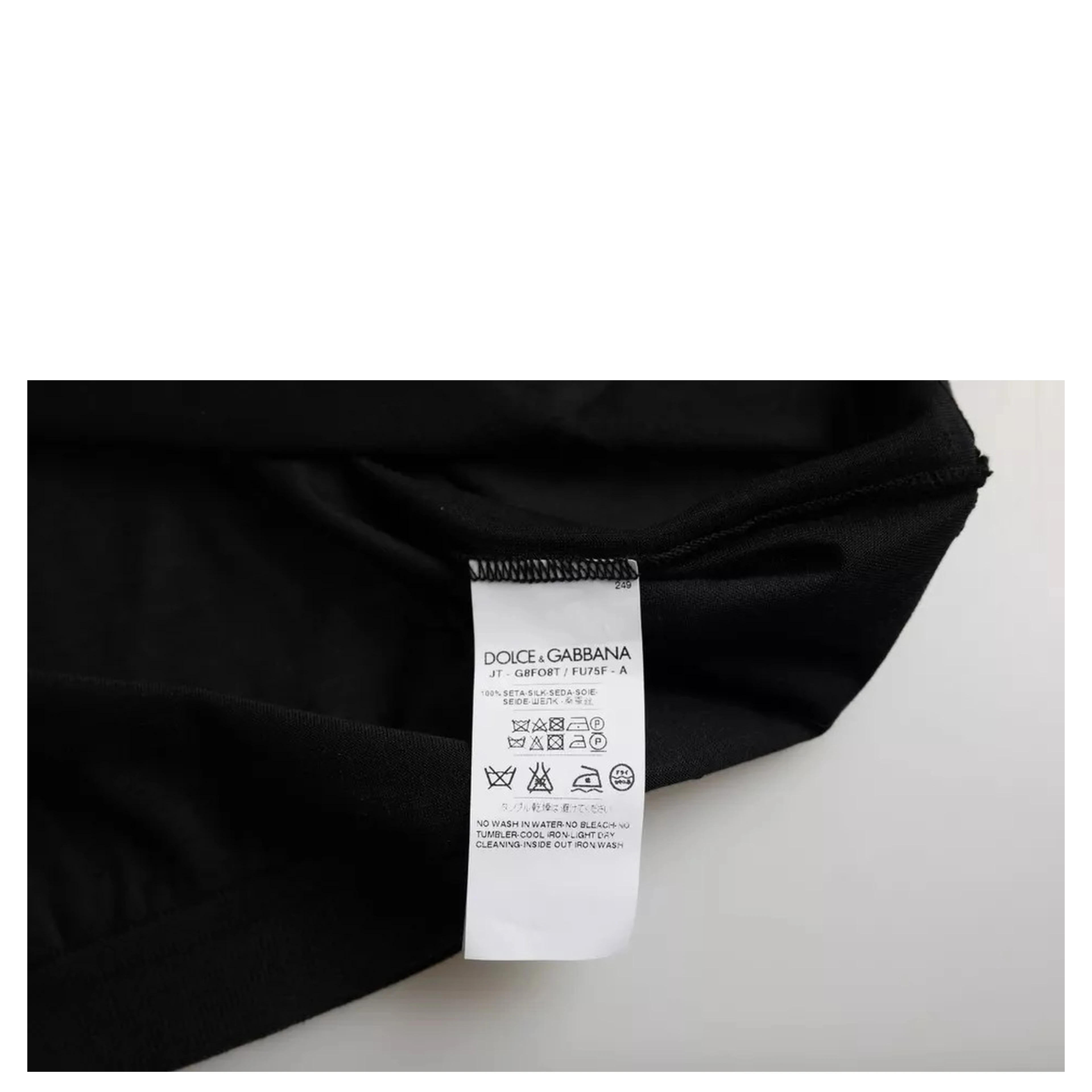 Black Silk Round Neck Short Sleeve T-shirt
