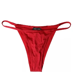 Red Nylon Stretch Beachwear Swimwear Bottom Bikini
