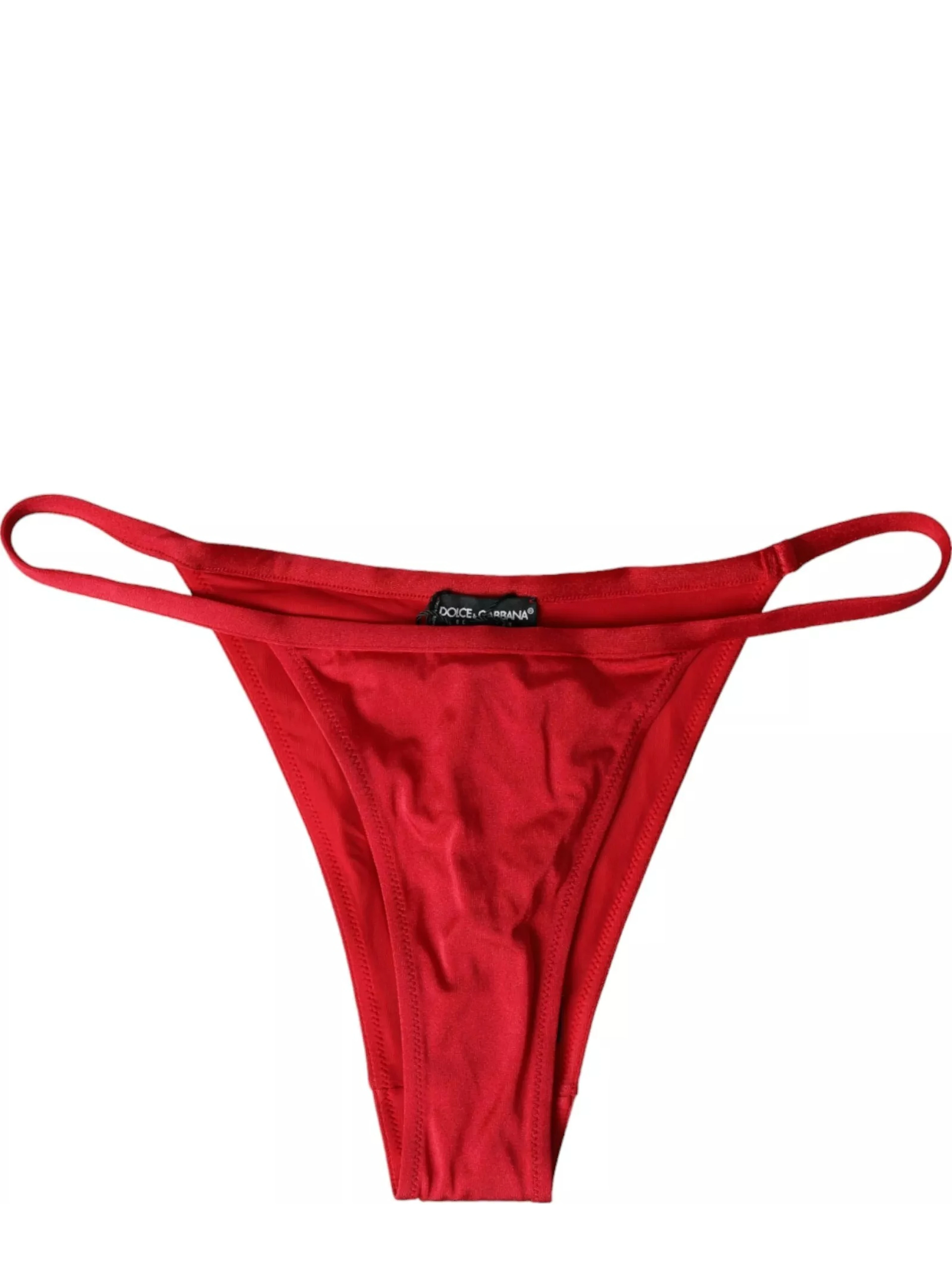 Red Nylon Stretch Beachwear Swimwear Bottom Bikini