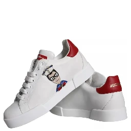 White Patch Calfskin Nappa Portofino Sneakers Shoes