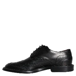 Black Leather Oxford Wingtip Formal Men Shoes
