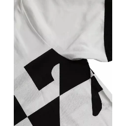 Black White Jazz Print Cotton Short Sleeves T-shirt