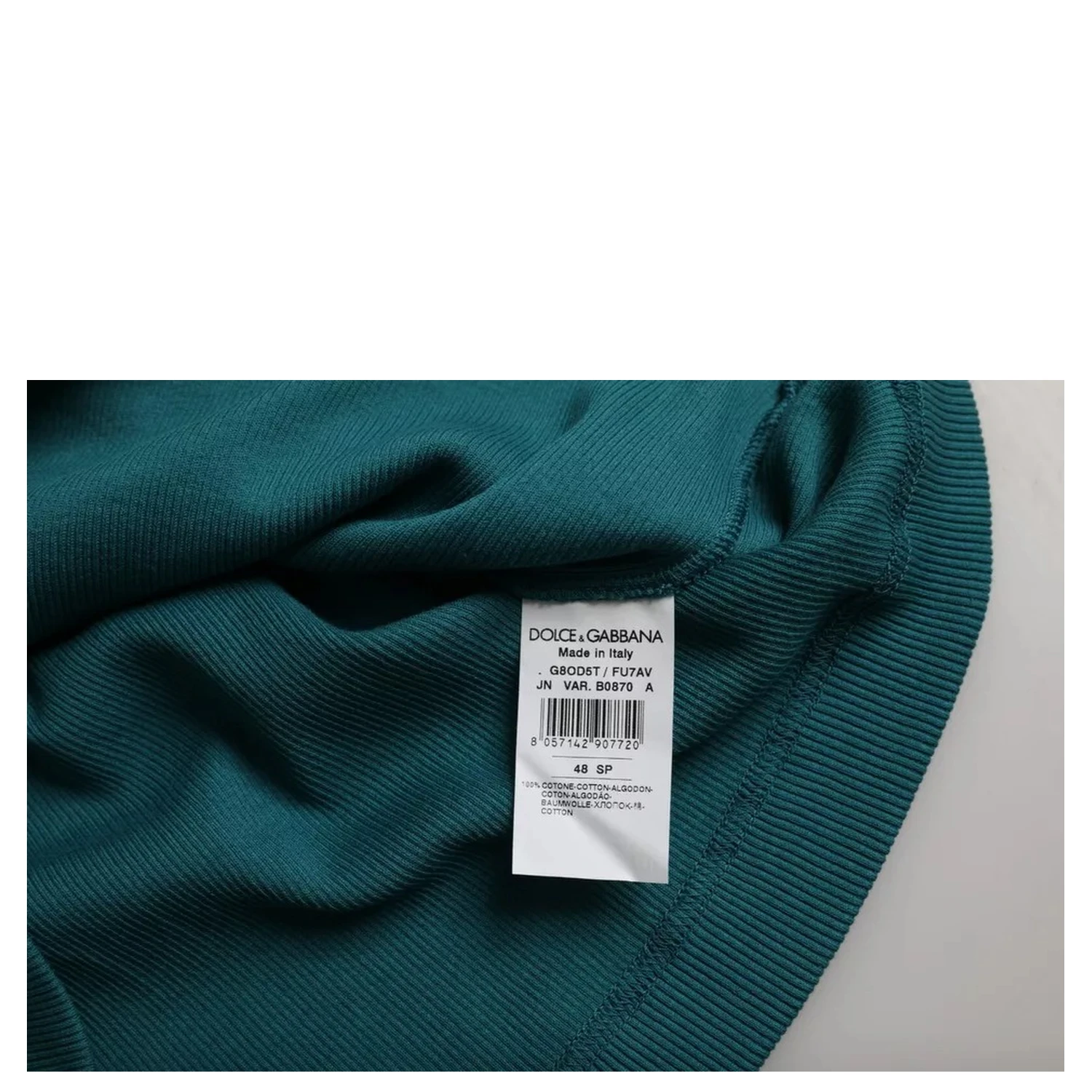 Blue Green Cotton Round Neck Short Sleeves T-shirt