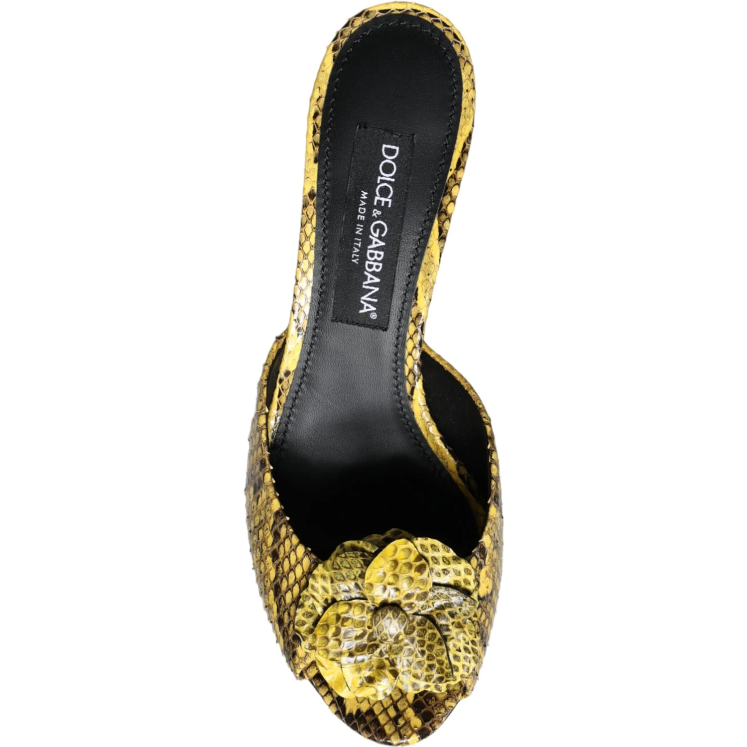 Yellow Leather Block Heels Slides Shoes