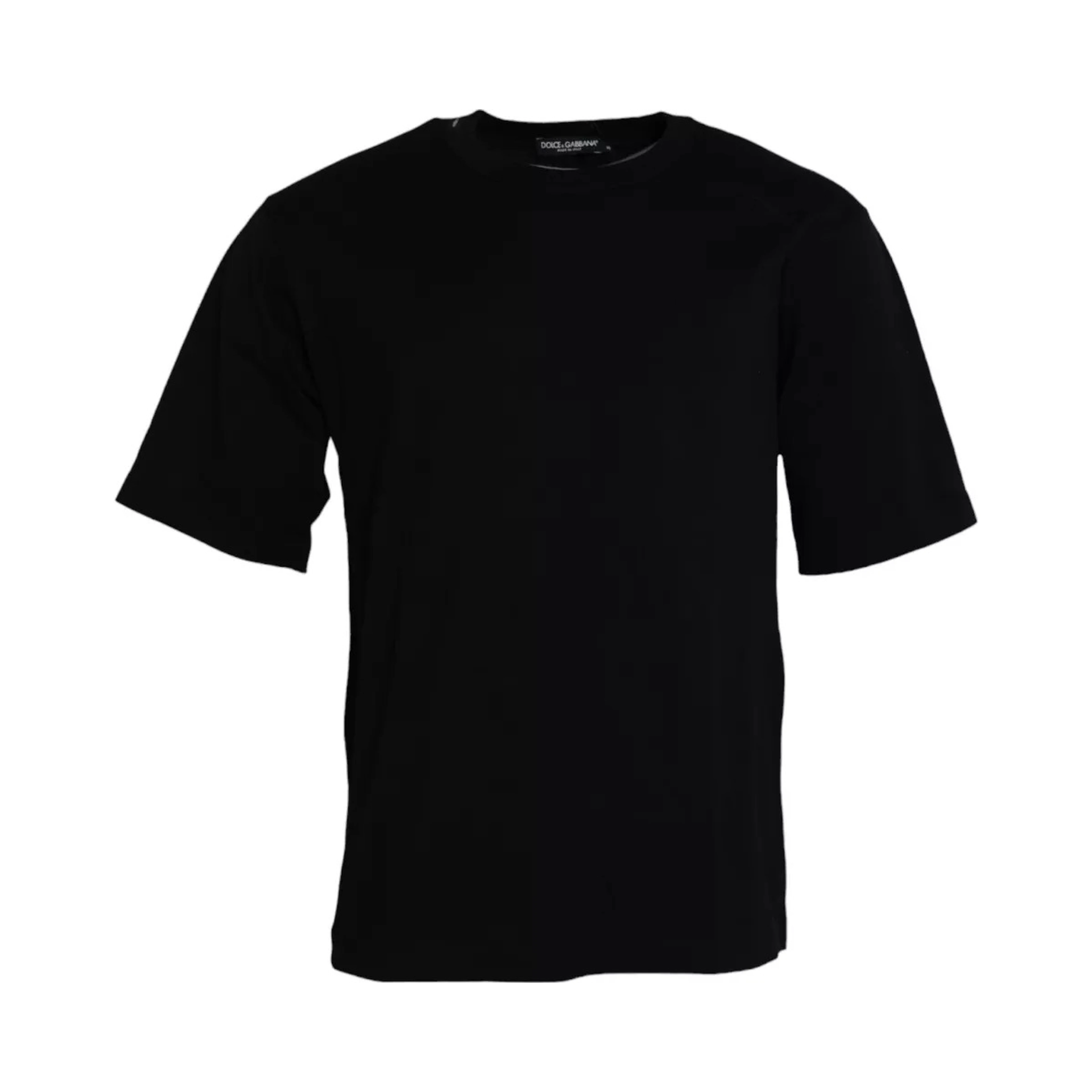 Black Logo Embossed Cotton Crew Neck T-shirt