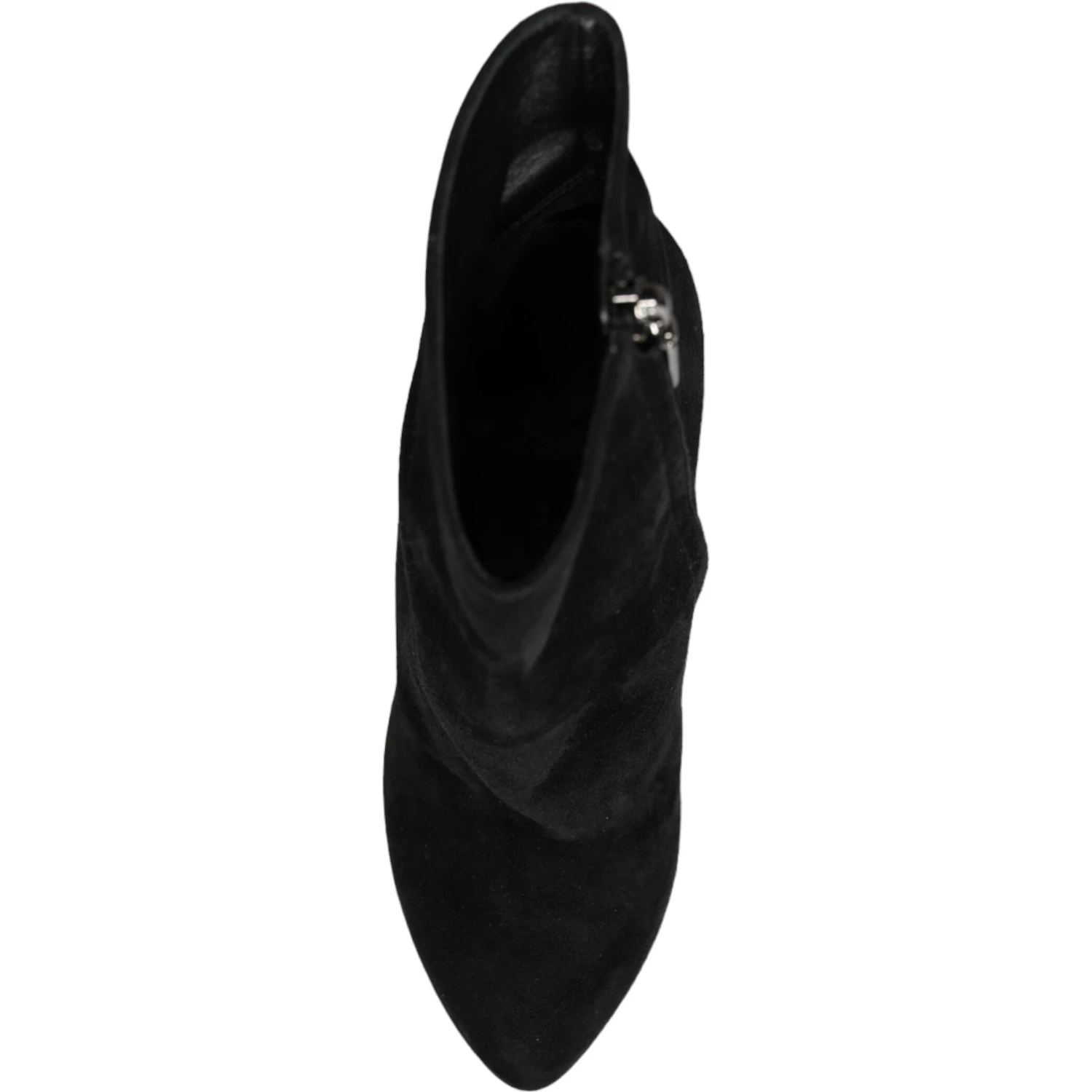 Black Suede Leather Mid Calf Boots Shoes