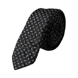 Black Jacquard Patterned Silk Adjustable Men Tie