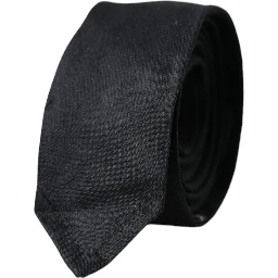 Black Solid 100% Silk Adjustable Tie