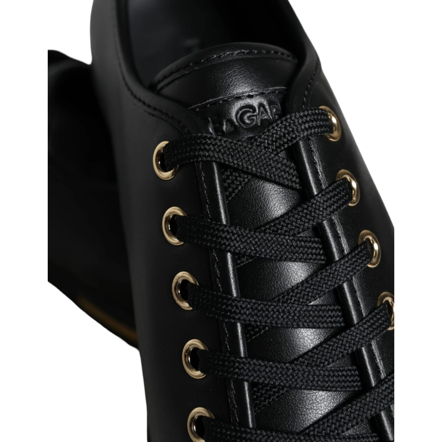 Black Gold Leather Classic Sneakers Shoes