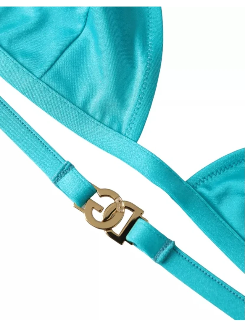 Blue Green Halter DG Logo Swimwear Beachwear Bikini Top