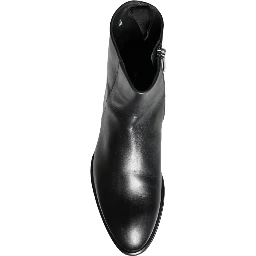 Black Calf Leather Men Ankle Boots Men Shoes