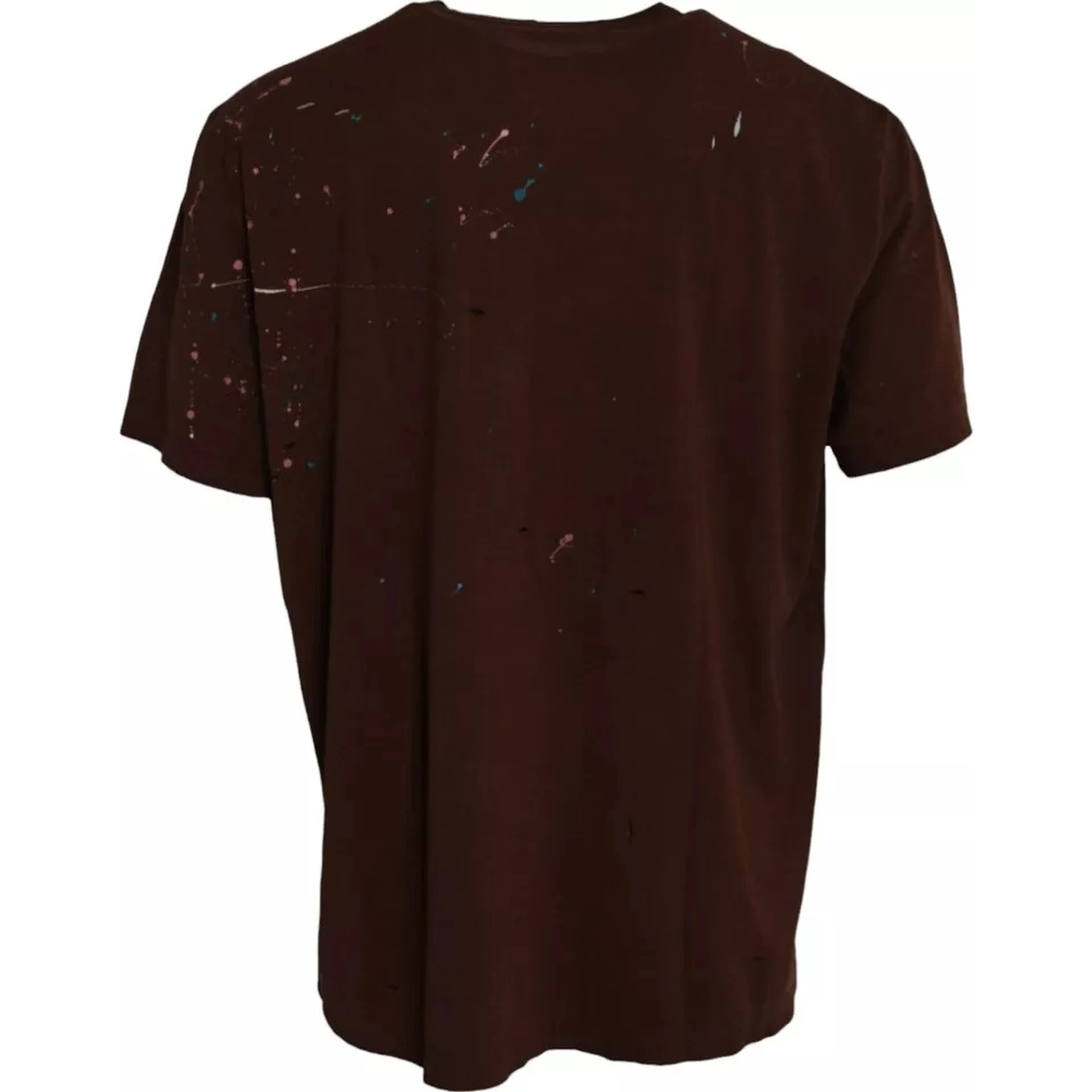 Brown Color Splash Cotton Crew Neck T-shirt