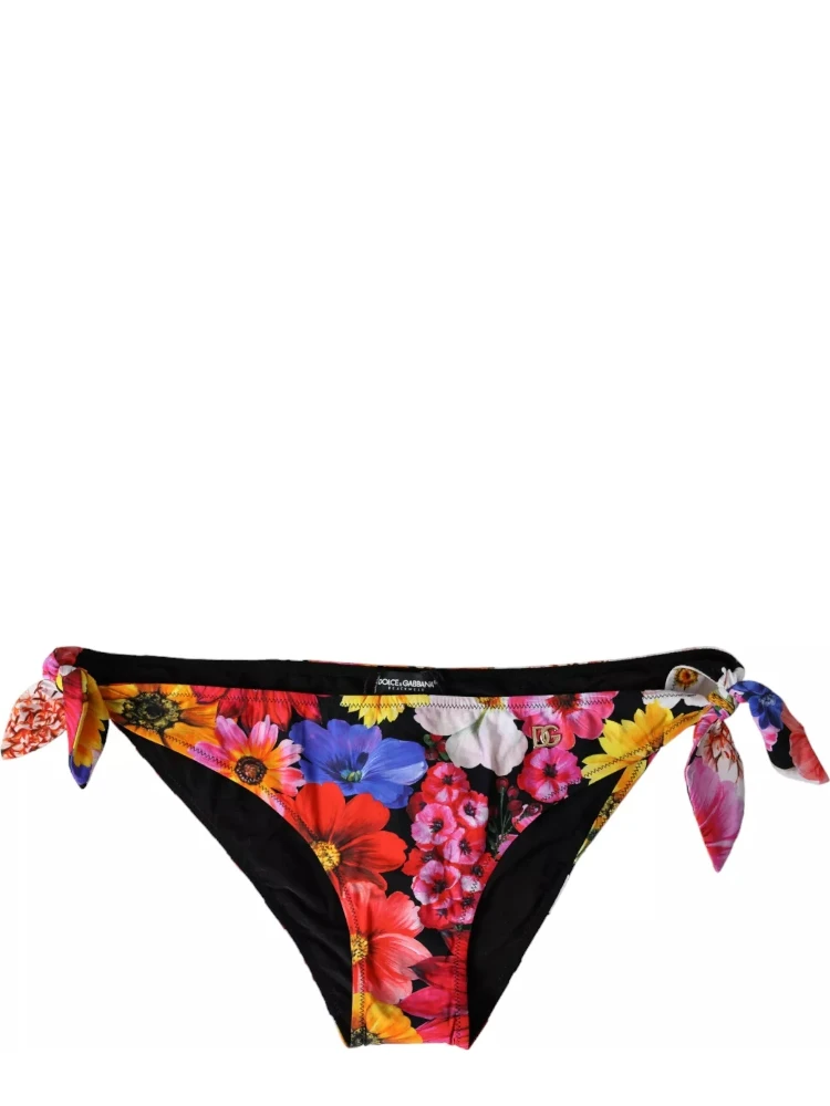 Black Floral Print Swimsuit Bikini Bottom Swimwear