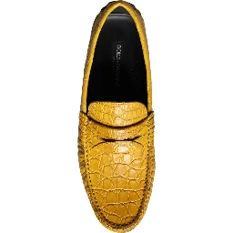 Yellow Leather Slip Mocassin Loafers Shoes