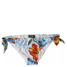 White Floral Print Swimsuit Bikini Bottom Swimwear