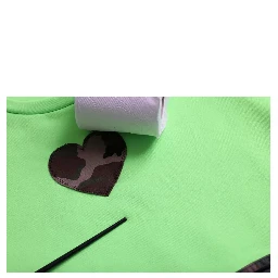Green Patchwork Heart Crew Neck Pullover Sweater