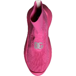 Pink Logo Print Slip On Socks Sneakers Shoes