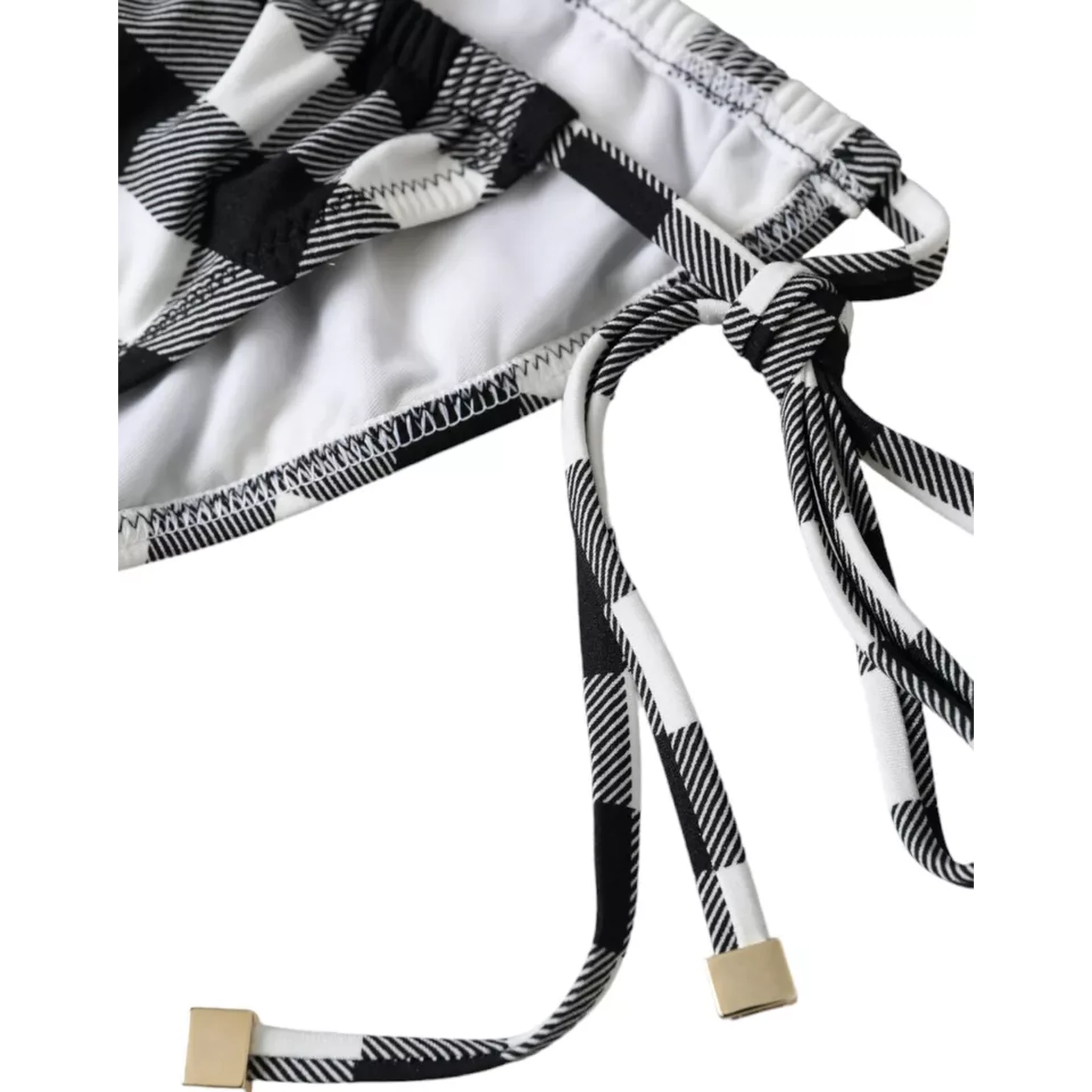 Black White Check Swimwear Beachwear Bottom Bikini
