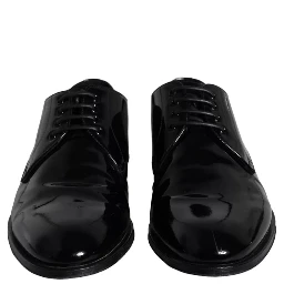 Black Calfskin Leather Derby Men Dress Shoes