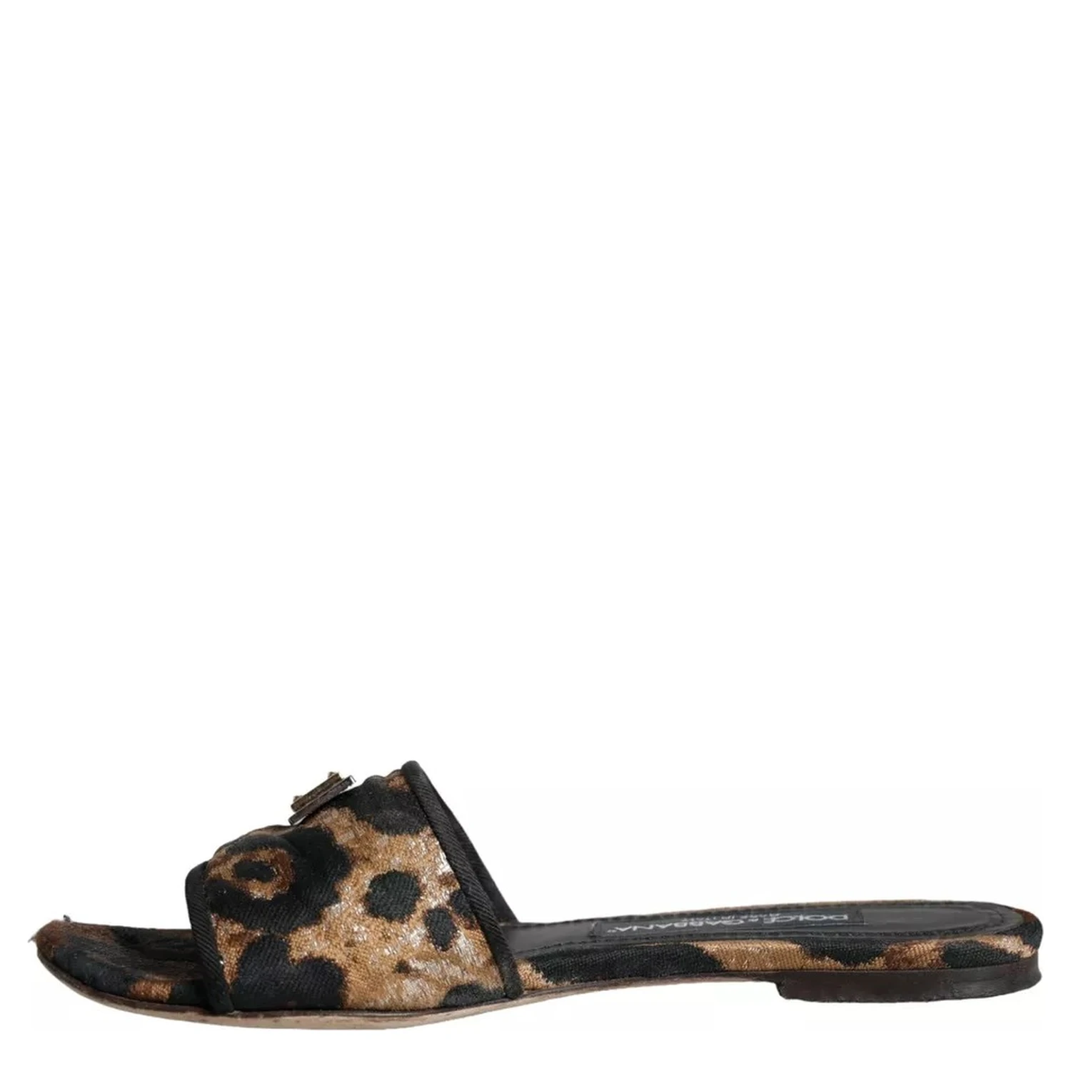 Brown Leopard Logo Slides Flats Sandals Shoes