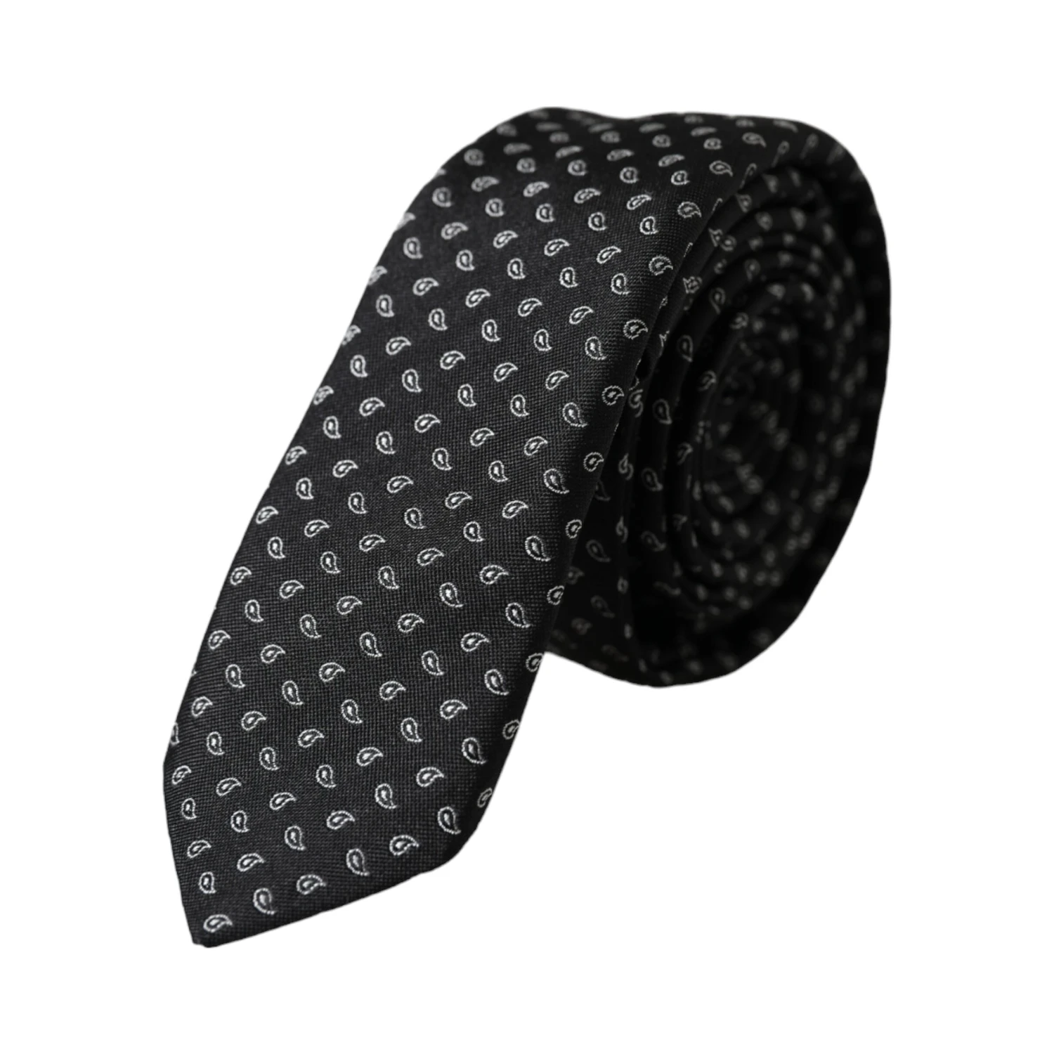 Black Jacquard Patterned Silk Adjustable Men Tie