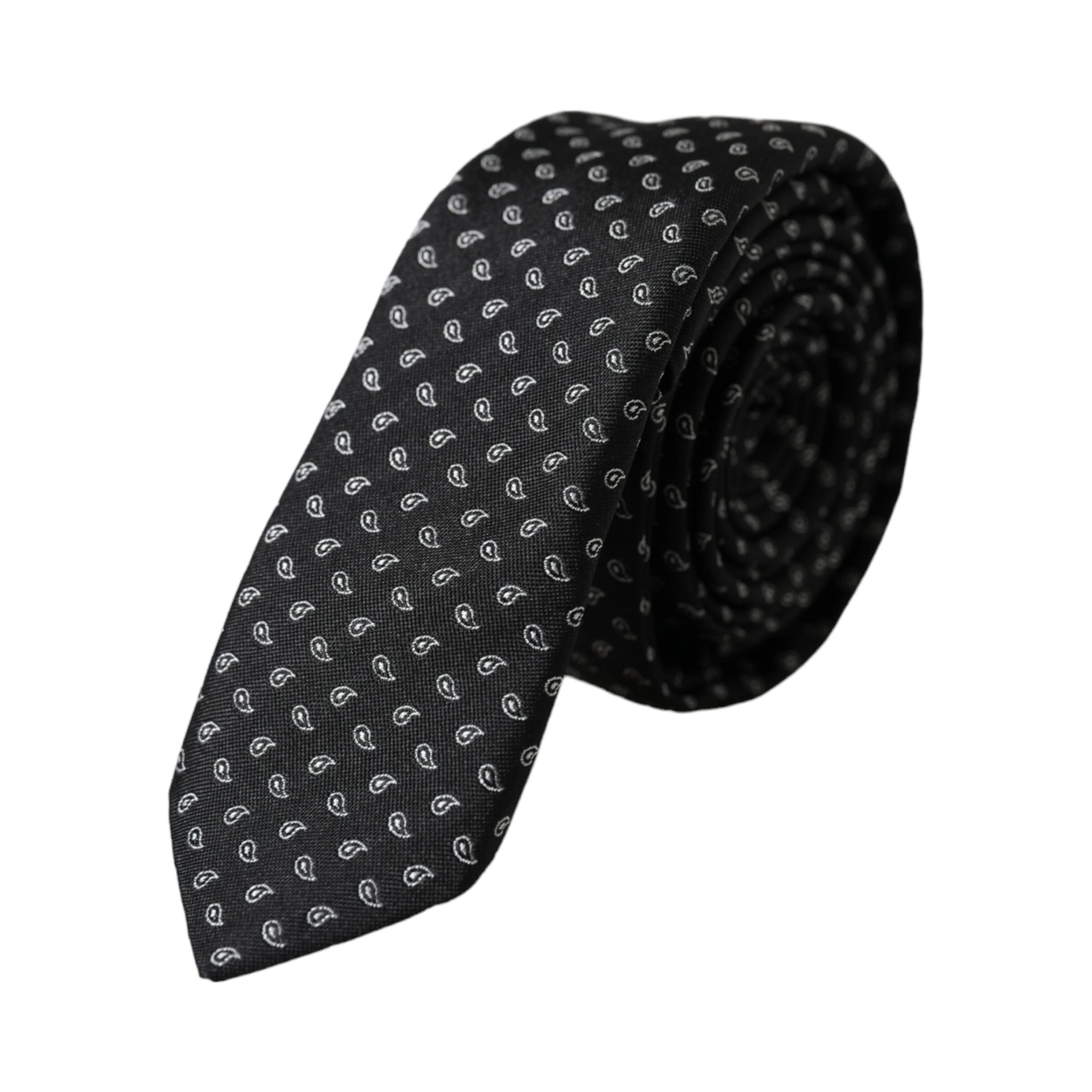 Black Jacquard Patterned Silk Adjustable Men Tie