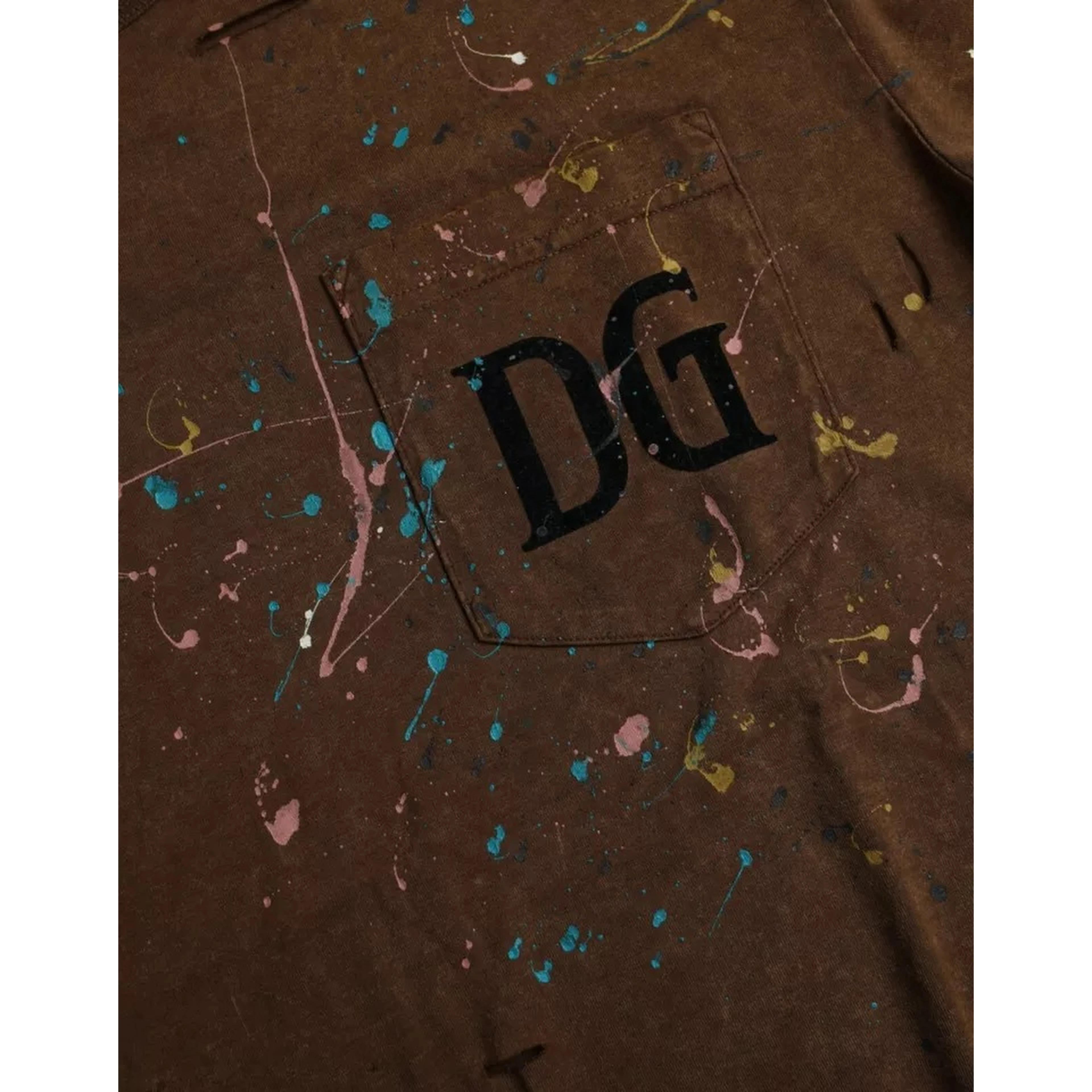 Brown Color Splash Cotton Crew Neck T-shirt