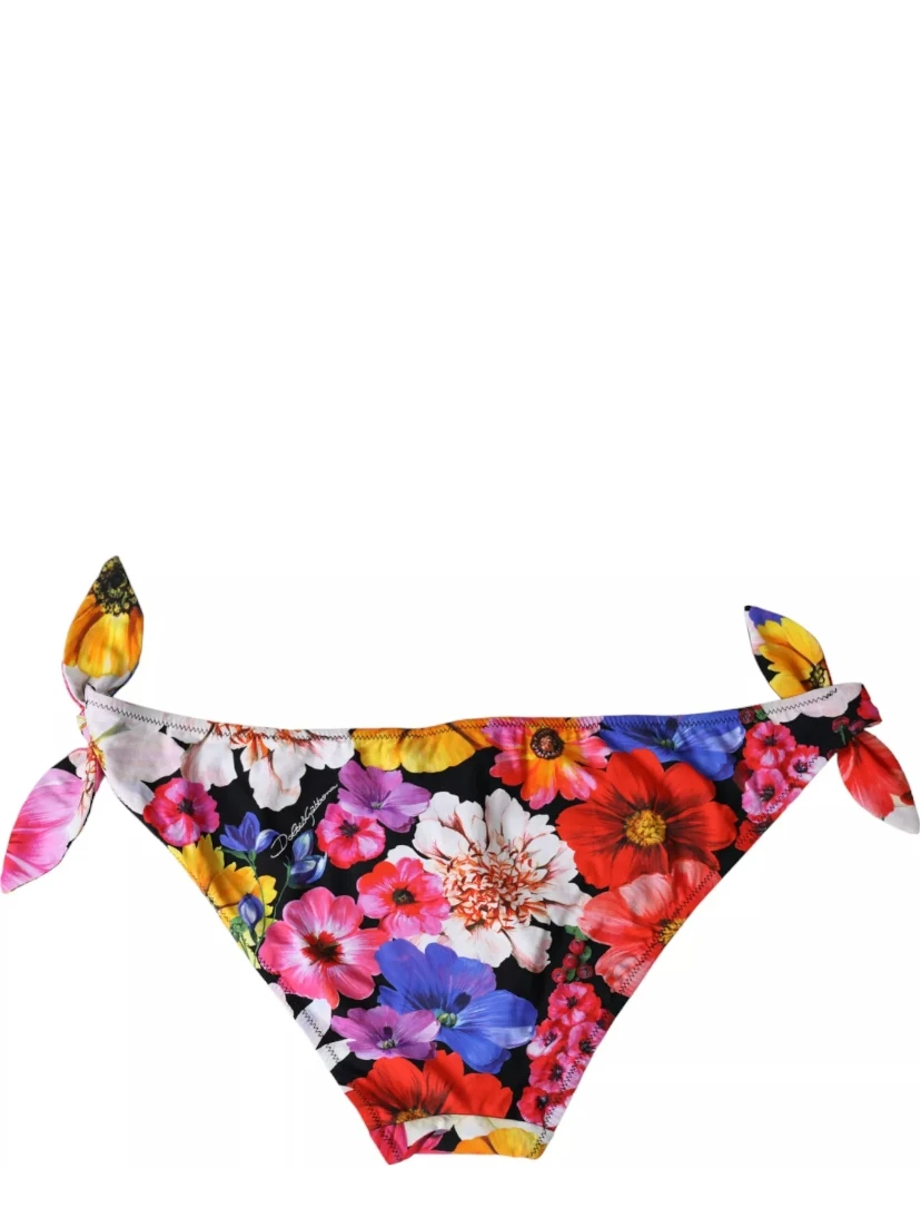 Black Floral Print Swimsuit Bikini Bottom Swimwear