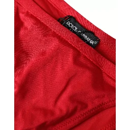 Red Nylon Stretch Beachwear Swimwear Bottom Bikini