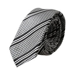 Black White Stripes Silk Adjustable Tie