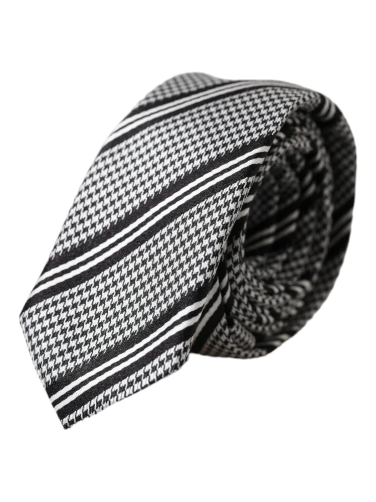 Black White Stripes Silk Adjustable Tie