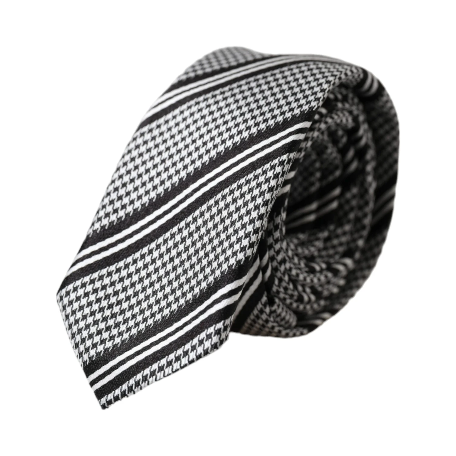 Black White Stripes Silk Adjustable Tie