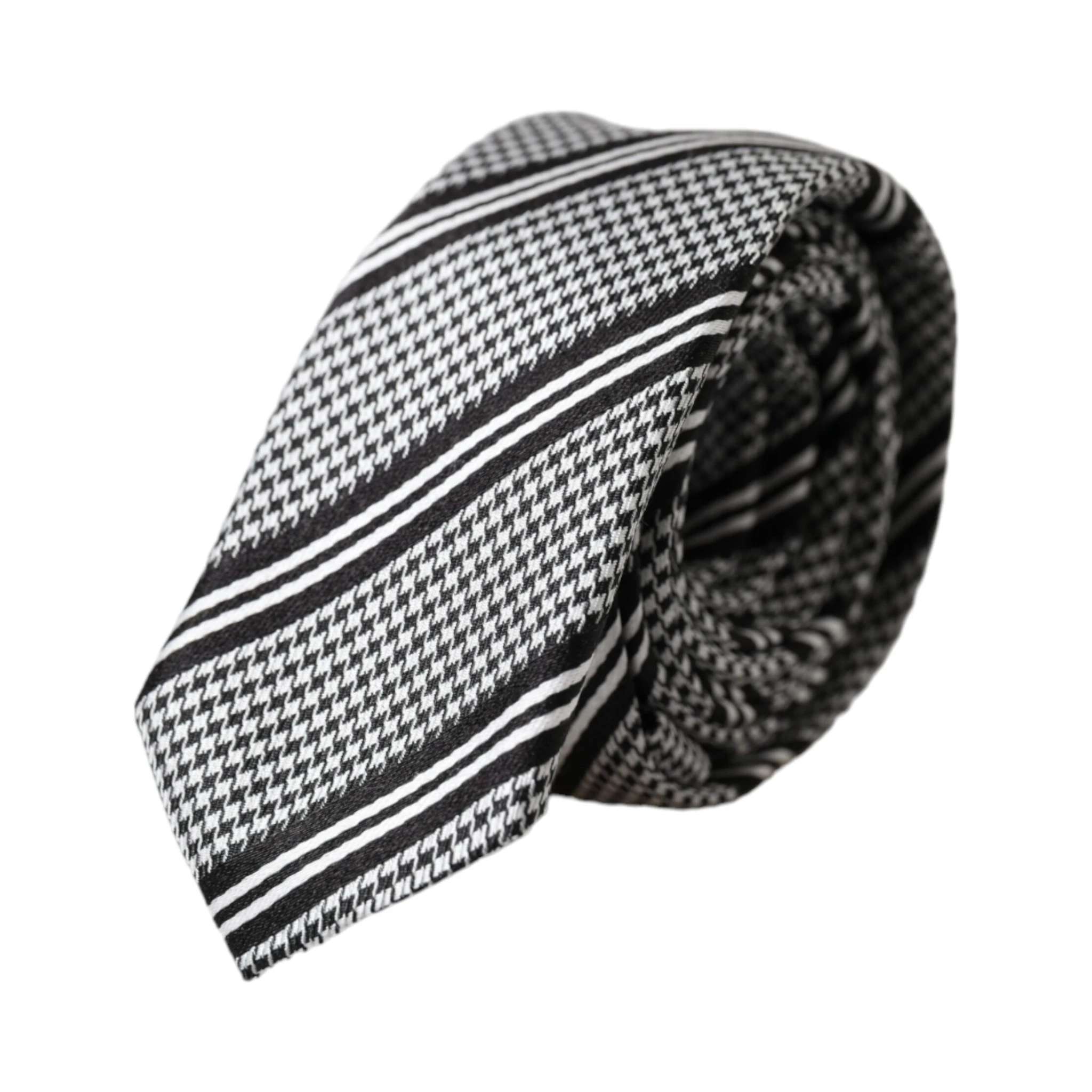 Black White Stripes Silk Adjustable Tie