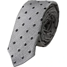 Black White Dot Fantasy Silk Adjustable Men Tie