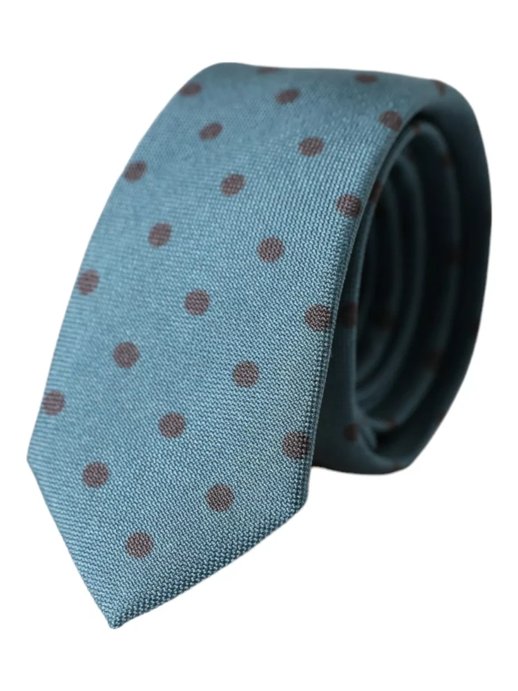 Green Black Polka Dot Silk Adjustable Men Tie