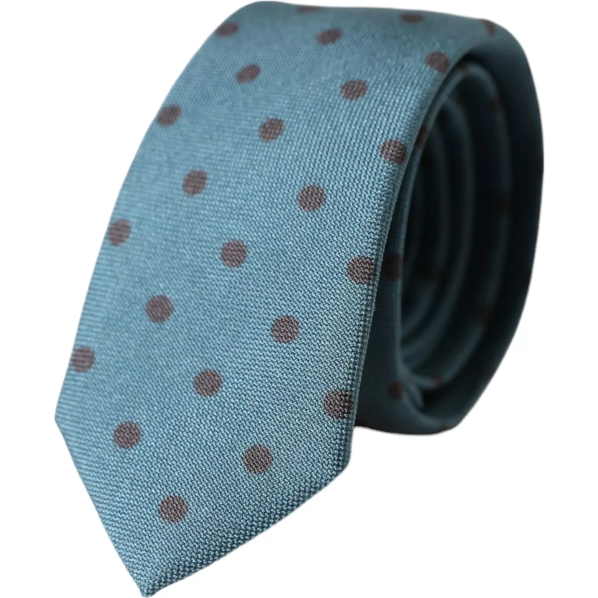 Green Black Polka Dot Silk Adjustable Men Tie