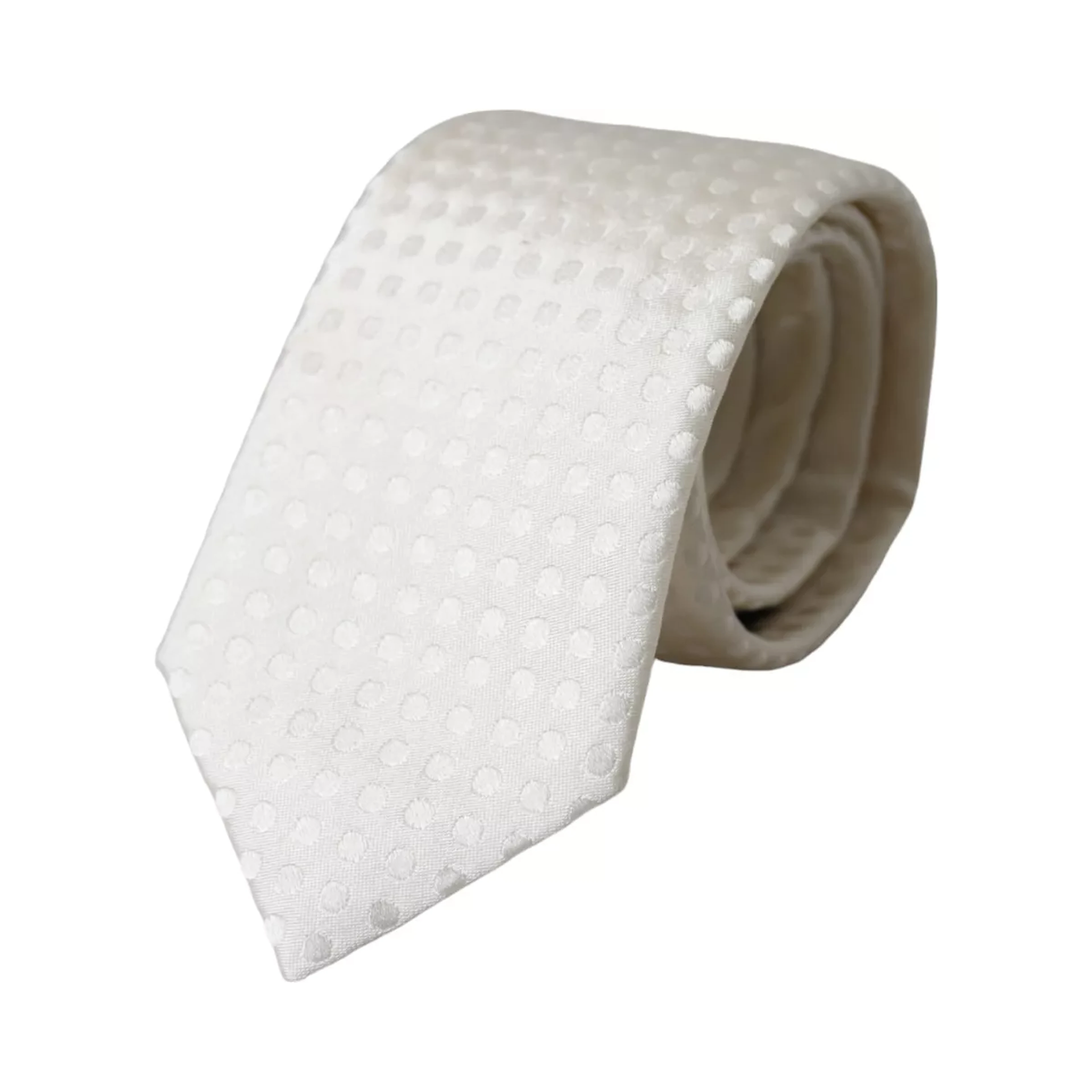 White Dotted Silk Classic Adjustable Men Tie
