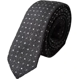 Black Polka Dot Silk Adjustable Men Tie