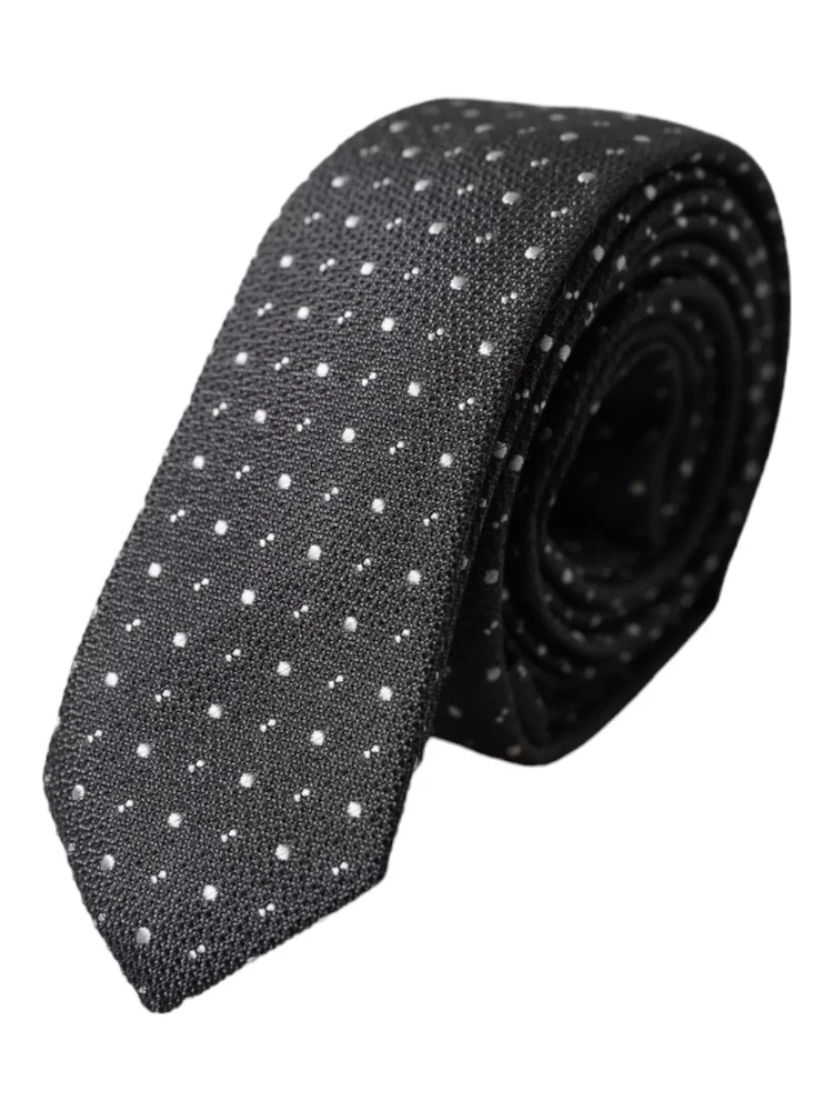 Black Polka Dot Silk Adjustable Men Tie