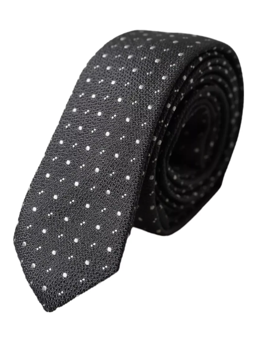 Black Polka Dot Silk Adjustable Men Tie
