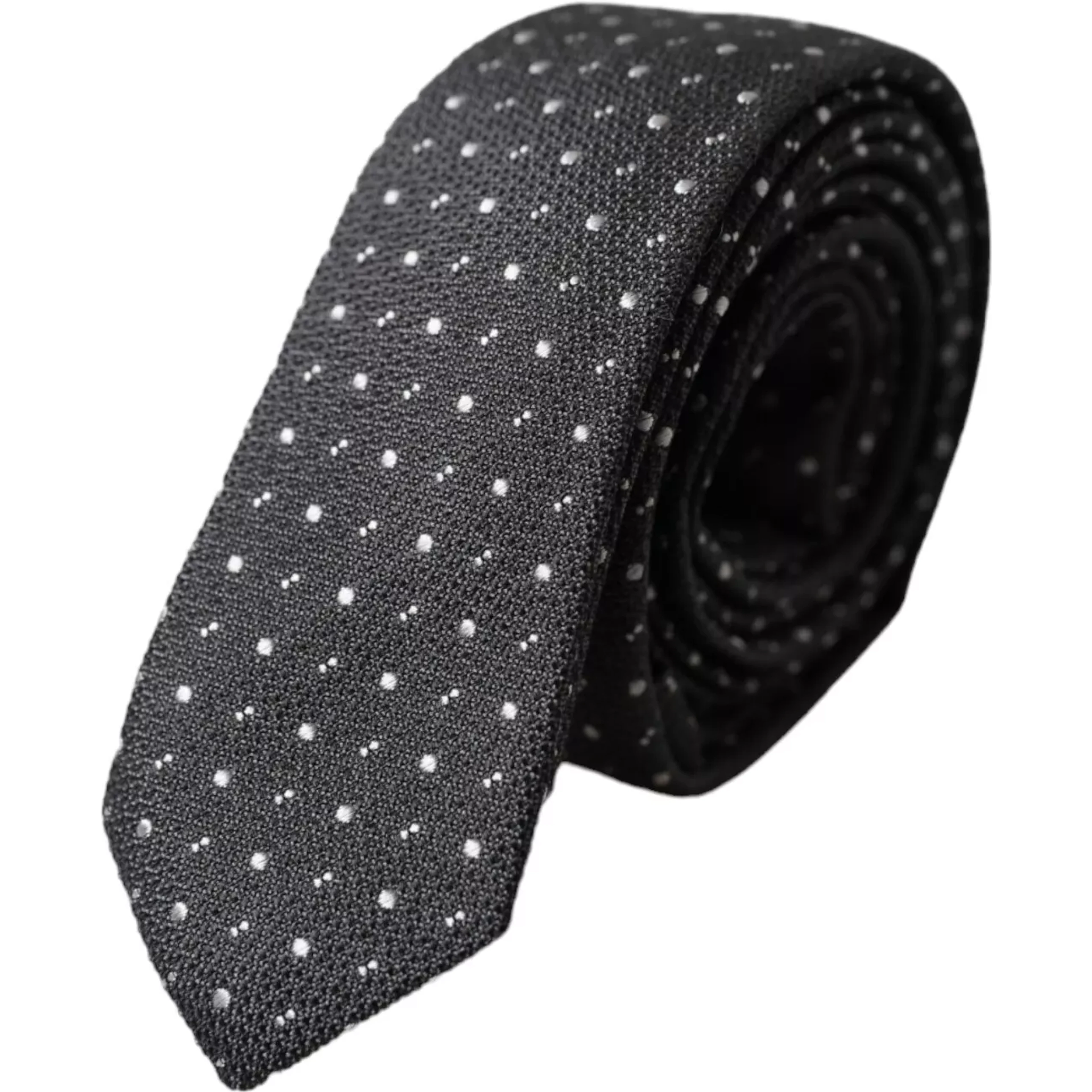 Black Polka Dot Silk Adjustable Men Tie