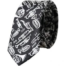 Black Trumpet Print Silk Adjustable Tie