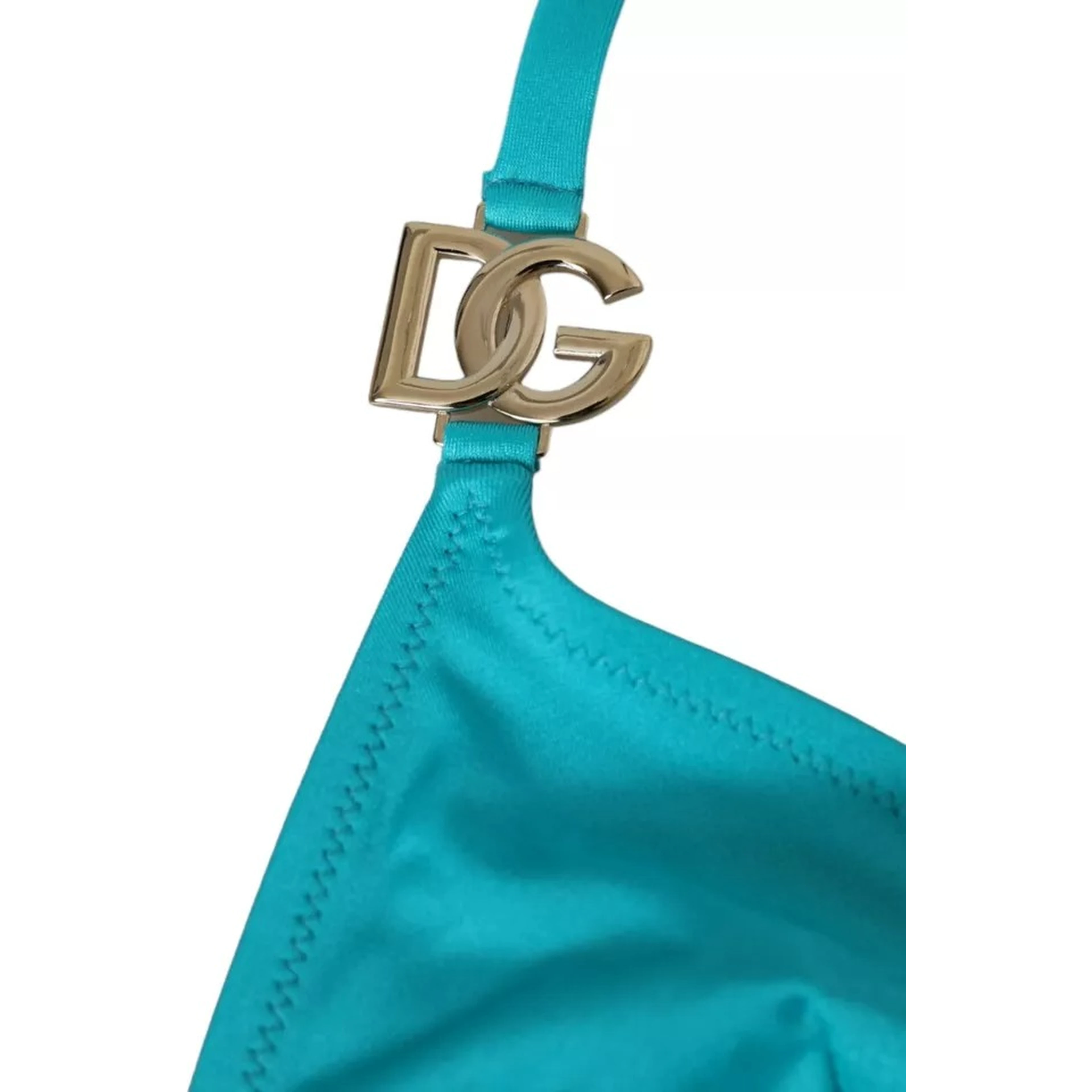 Blue Green Halter DG Logo Swimwear Beachwear Bikini Top